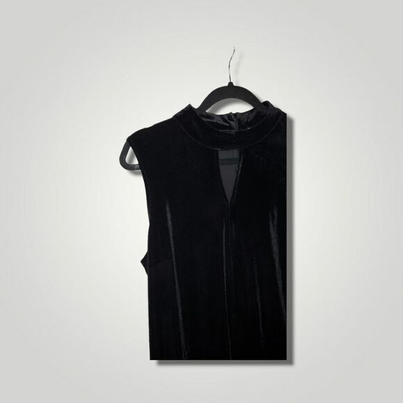 MODA Black Sleeveless Basic velvet Casual Jumpsuit flare bottom Romper - Picture 8 of 11